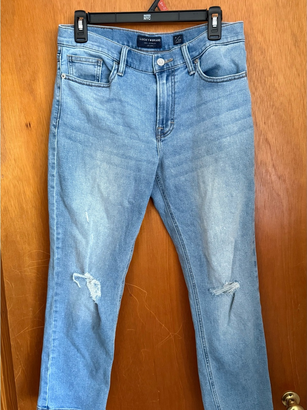 Lucky Brand Light Blue Boyfriend Jeans with Knee Distress